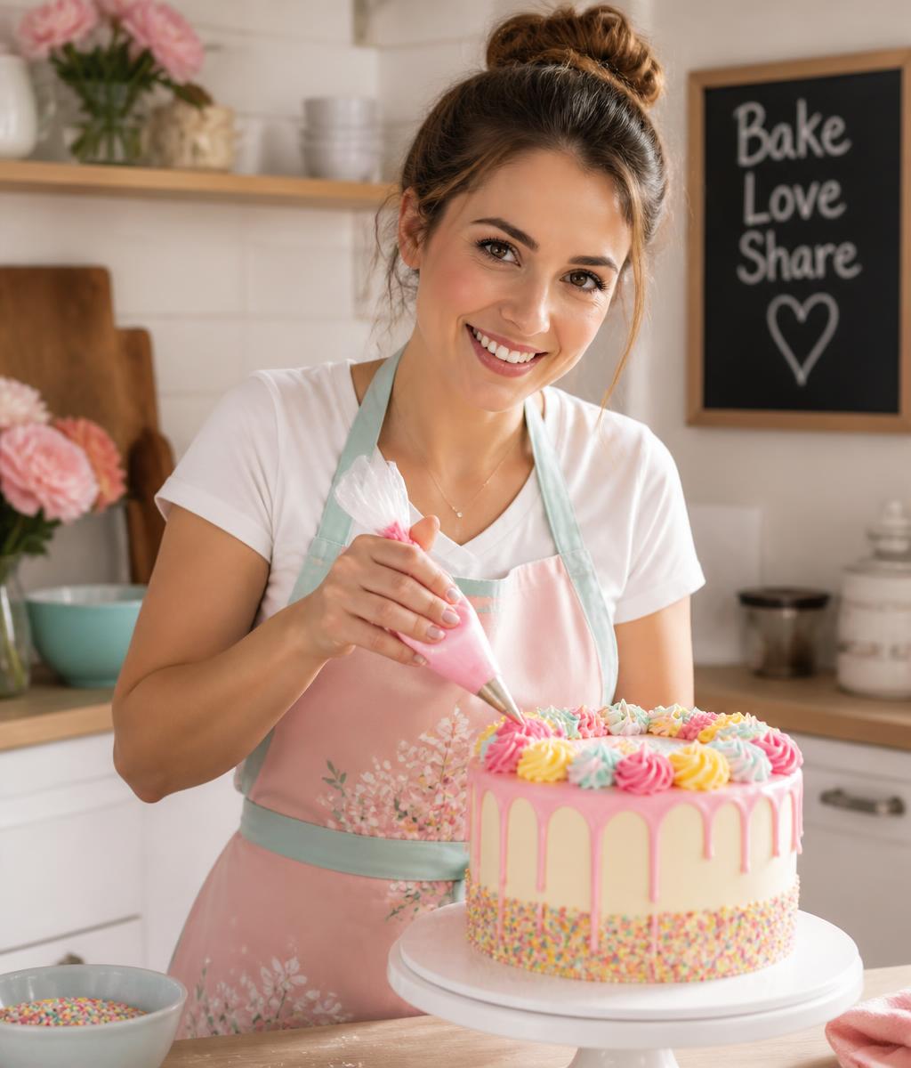 Sasha Lea Hebdon decorating a cake